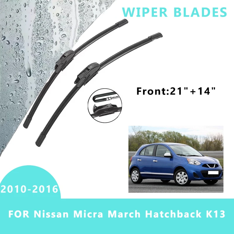 

Front Windscreen Wiper Blades Windshield Window Accessories 2PCS for Nissan Micra March Hatchback K13 2010-2016 21“ + 14”