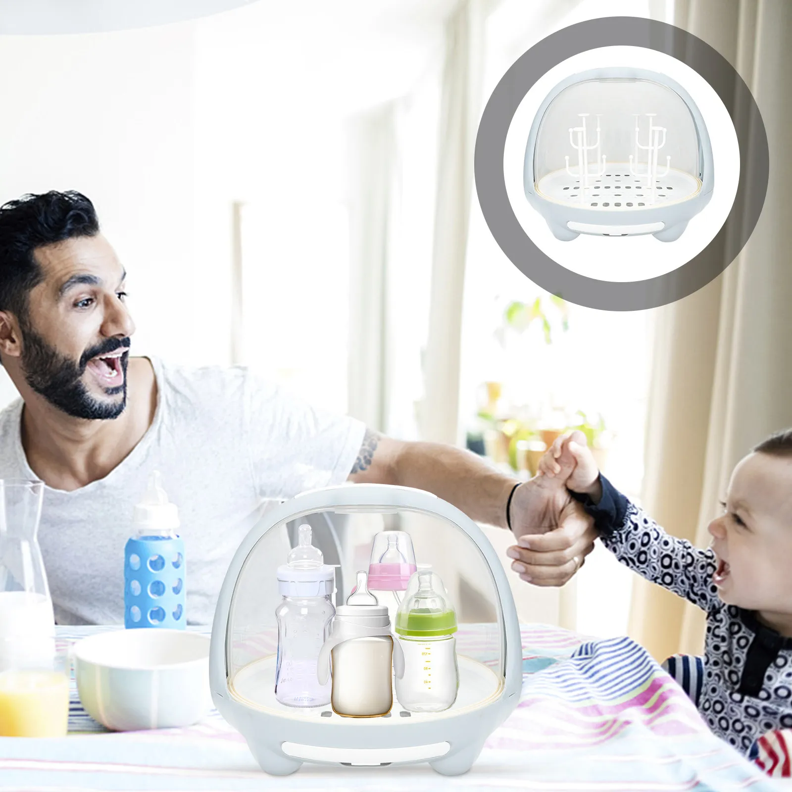 

Baby Bottle Storage Box with Draining Tray Multi-Function Wet Dry Use Detachable Easy Clean Feeding Bottle Organizer Drying Rack