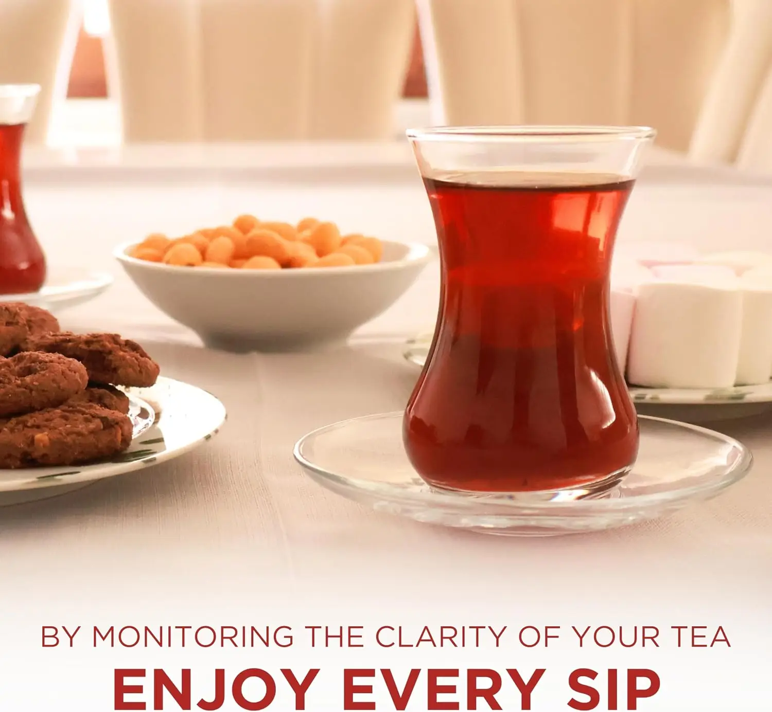 24-Piece Turkish Tea Glass Set with Saucers – Small Clear Glass Cups for Hot Tea, Coffee & Espresso, Tulip-Shaped for Comfortable Grip