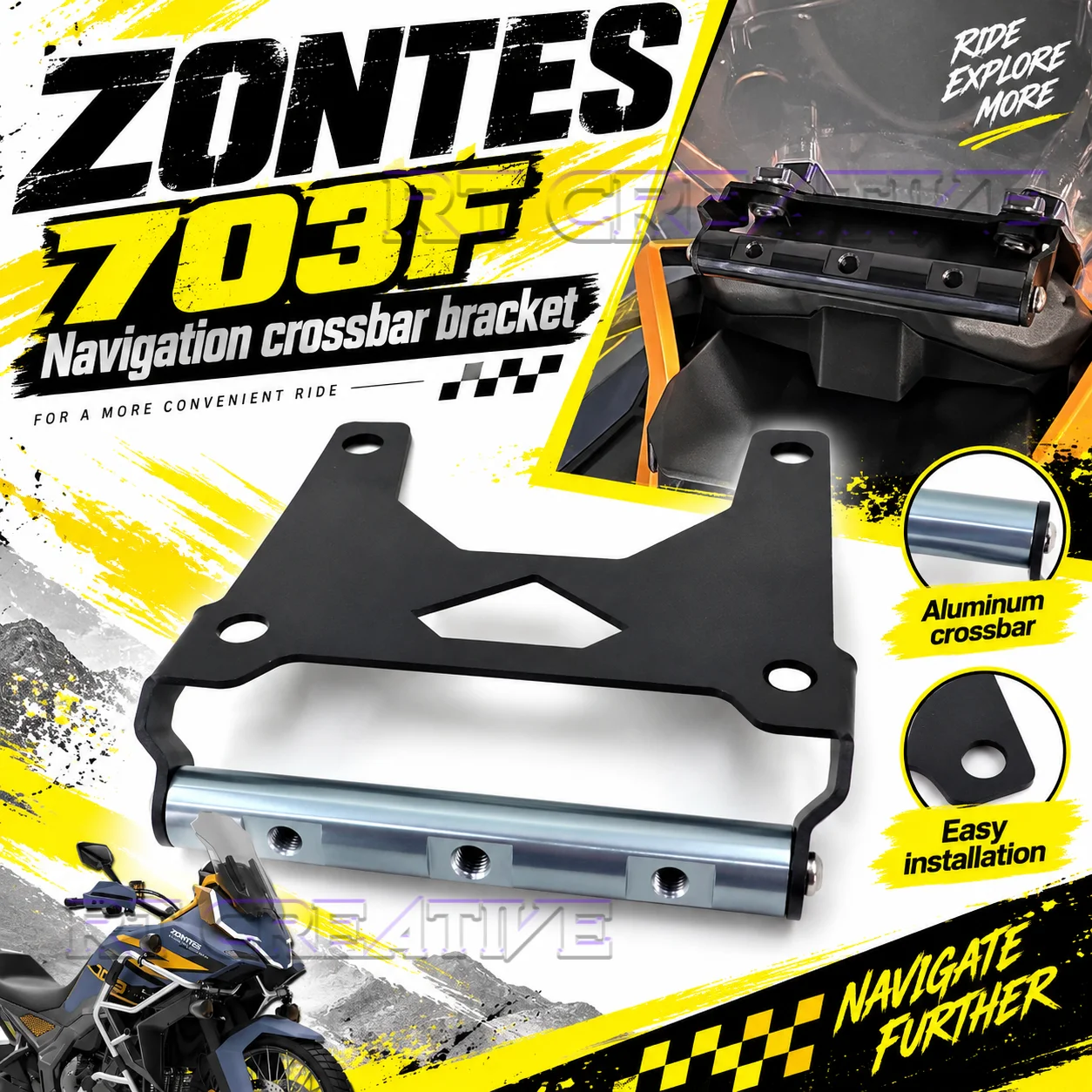 Motorcycle Aluminum Integrated Expansion Crossbar GPS Phone Holder For ZONTES 703F Rally Motorbike Accessories