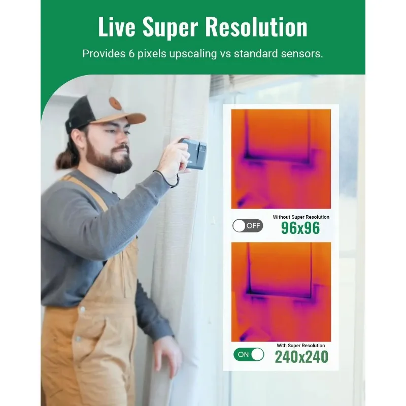 Popular. كاميرا تصوير حراري، كاميرا حرارية فائقة الدقة 240 × 240 مع كاميرا بصرية، دقة 96 × 96 بالأشعة تحت الحمراء