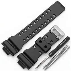 16mm PU Watch Band Strap Replacement Black Waterproof Watchbands Accessories For GA-110 / GA-100 / GA-120 / GA-200