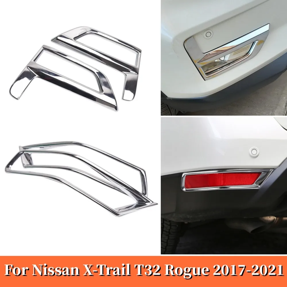 

For Nissan X-Trail XTrail T32 Rogue 2017-2019 2020 2021 Front Rear Bumper Fog Light Lamp Cover ABS Chrome Exterior Accessories