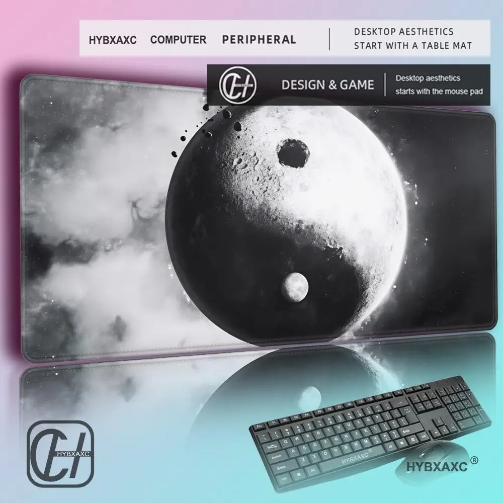 HYBXAXC Mouse Pad Black White Non-Polar Table Mat Extra Keyboard Mousepad Thickened Customizable Game Mat Home Office Tablecloth