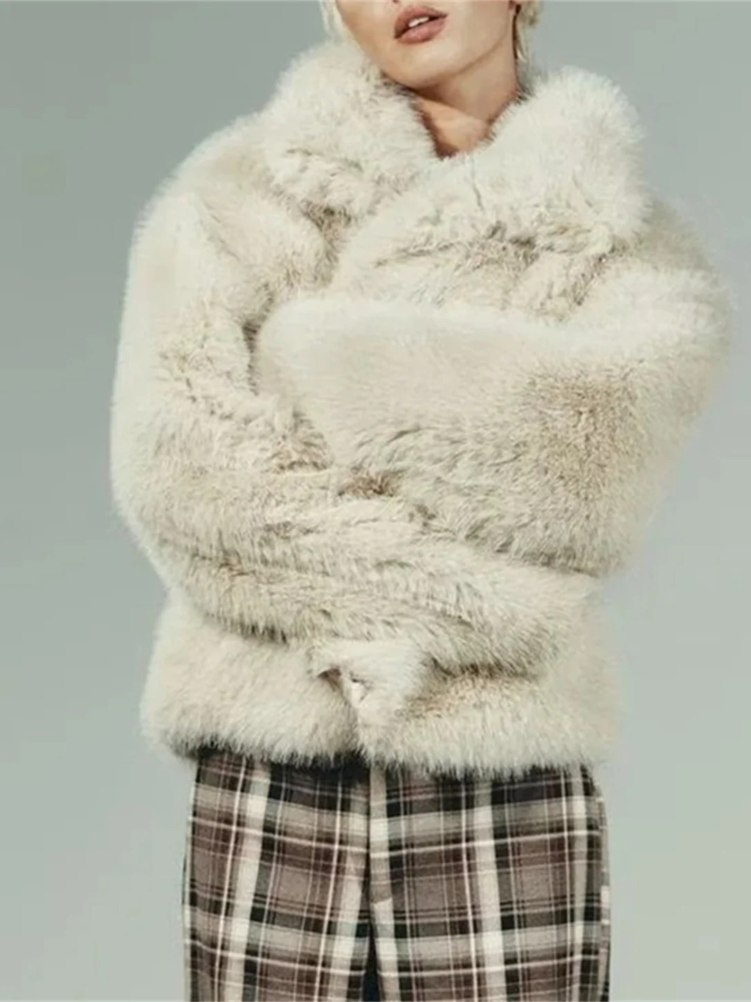 ملابس خارجية من الفرو الاصطناعي قابلة للتأثير للنساء مع إحساس راقي 5320725 معطف طويل من Ele #4
