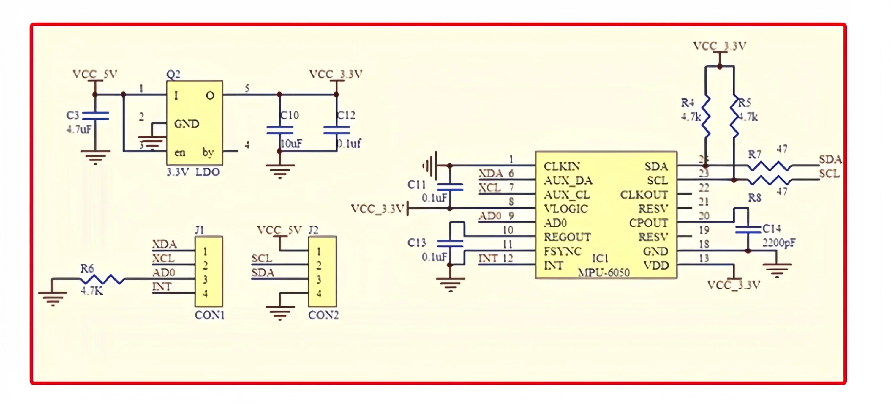 GY-521 MPU-6050 Modul, mit dreiachsiger Beschleunigung und einem Gyroskop 6DOF-Modul, inklusive verfügbarem Schaltplan. – Detail 3