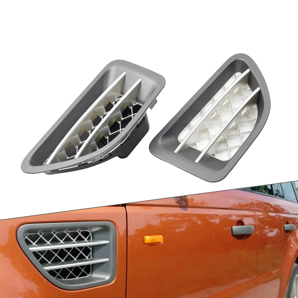 1 Pair ABS Auto Front Fender Side Air Vent Grille Cover Grey+Silver For Land Rover Range Rover Sport 2005 2006 2007 2008 2009
