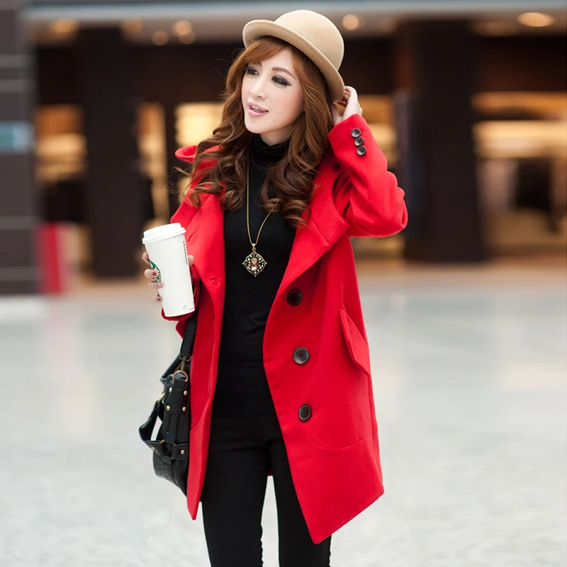 Women\'s Coat Woolen Jakets Autumn Winter Plus Size Women\'s Jacket Wool Coats Warm Fashion Korean Style Clothing Outerwear Tops