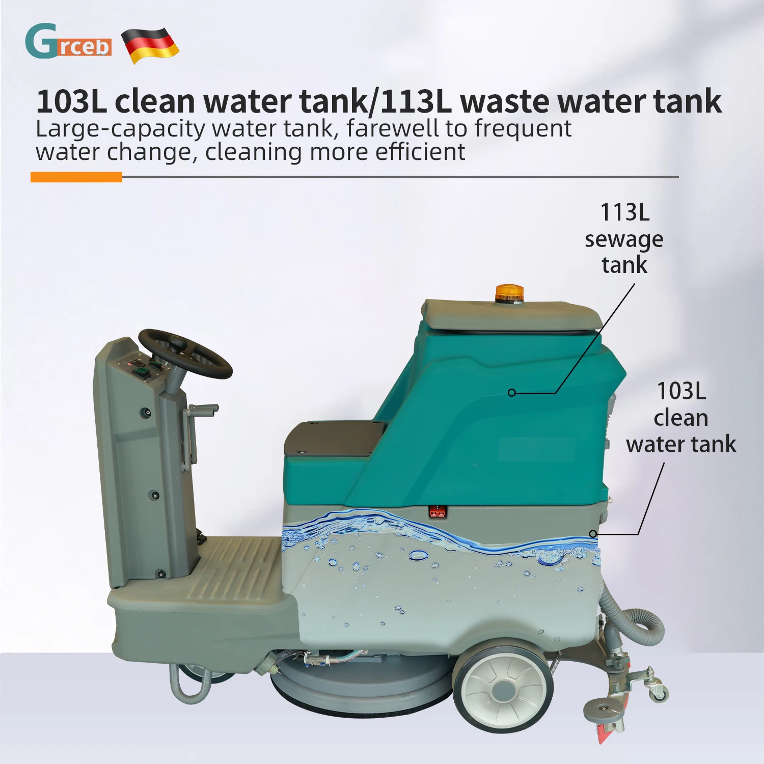 New High Quality Electric Ride-On Dust Cleaning Auto Industrial Floor Scrubber Machine with 113L Recovery Tank