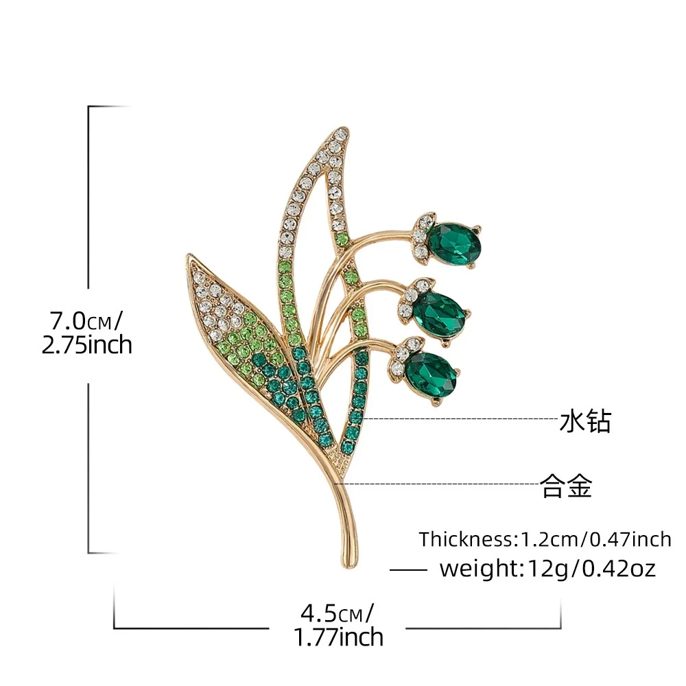 Copper Micro Inlaid Cubic Zirconia Bell Orchid Brooch Fashion Gift Set Accessories