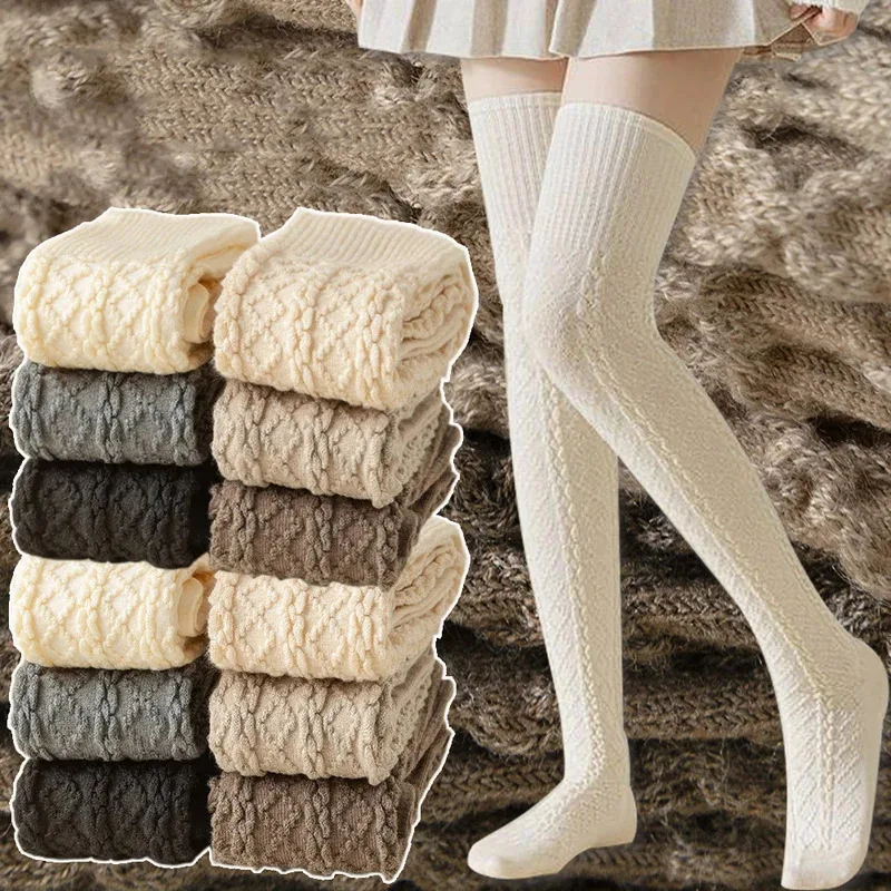 

Women's Classic Striped Knee High Socks Thick Warm Thigh High Socks Black White Gray Fashion Comfortable Long Stockings