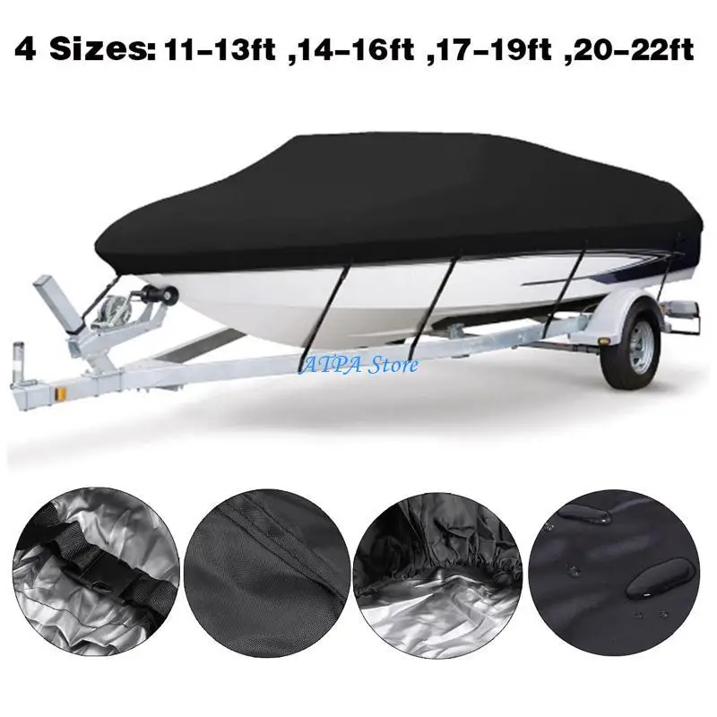 

U13C Boat Cover Waterproof Fishing Bass Speedboat V-Shape Yacht Marine Covers 11-22FT