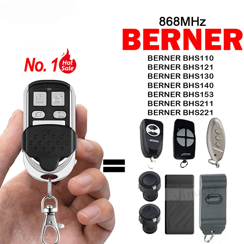 Clone BERNER BHS 110 121 130 140 153 211 221 Garage Door Opener 868MHz Fixed Code Replacement Remote Control Hand Transmitter
