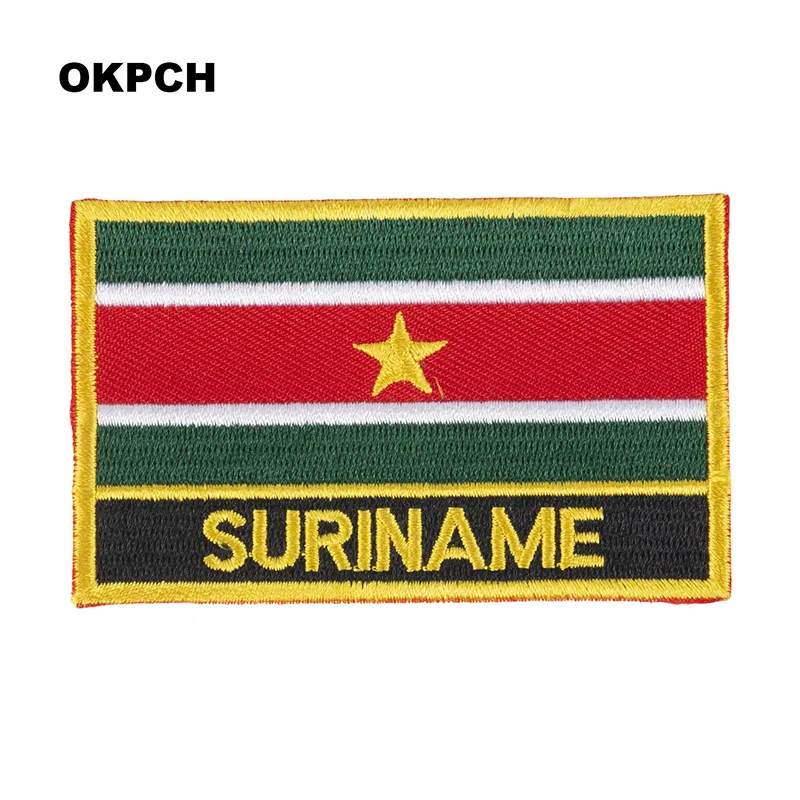 Suriname Flag Embroidery Patches Iron on Saw on Transfer patches Sewing Applications for Clothes in Home&Garden