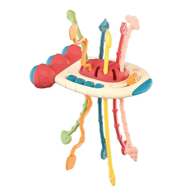 เด็กวัยหัดเดินดึง String ของเล่นนิ้วมือกด Baby Rattle Soother Rainbow Music เกรดอาหาร Teether Baby Teething ของขวัญ 15UB