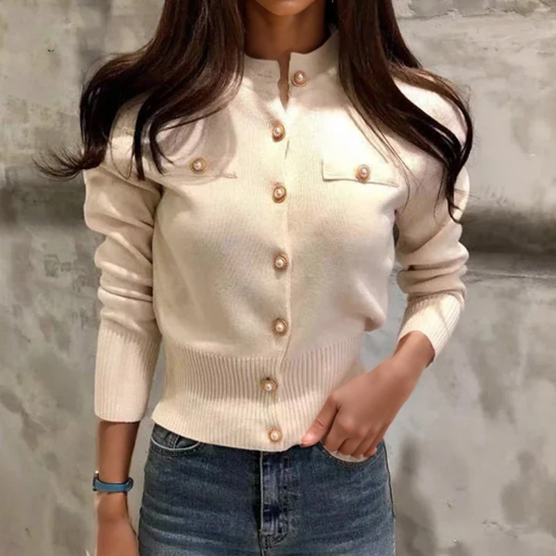 

Fashion Knitted Cardigan Women Thin Sweater Autumn Long Sleeve Short Coat Casual Korean Single Breasted Top Pull Femme 17375