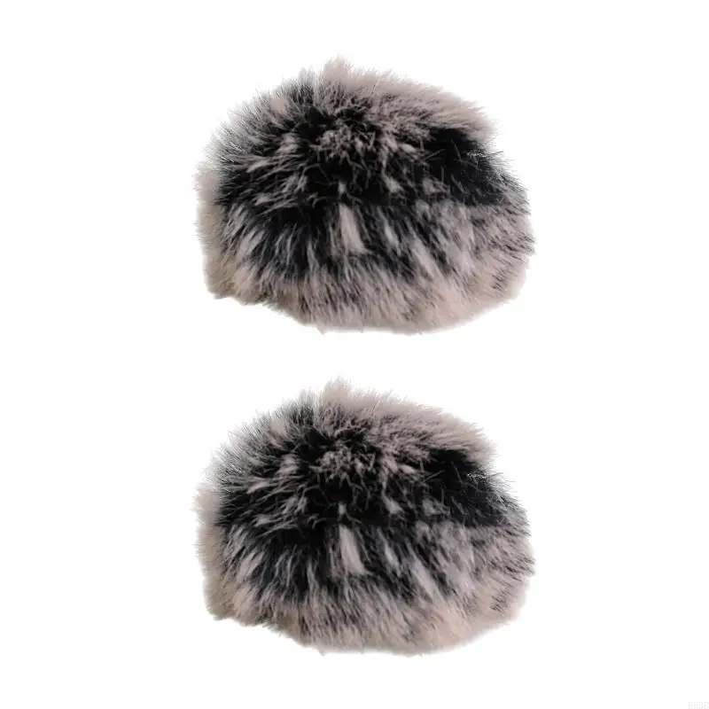 652F 2Pcs Windscreen Muff for Tascam DR40 Recorders Microphone Windshield Windscreen Artificial Furs Wind Screen Furry