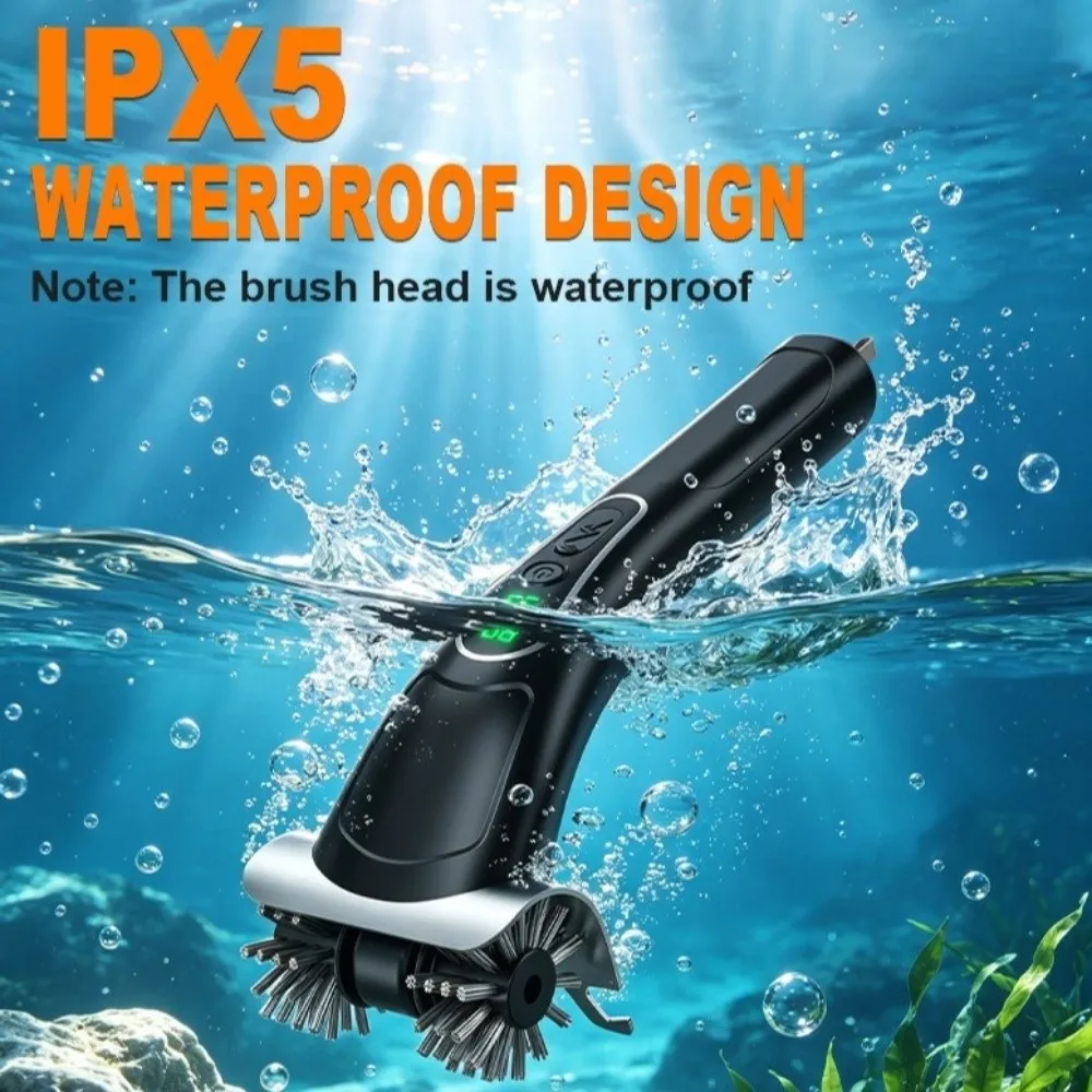 2-Speed Settings Electric Grill Brush Rechargeable Removable Head Roller BBQ Grill Brush Long Handle Steel Wire Bristles