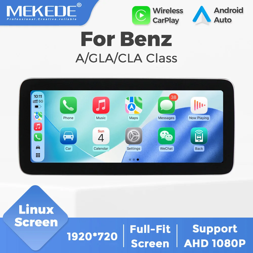 MEKEDE Autoradio con Stock UE per Mercedes Benz Classe A W176/GLA X156/CLA C117, Schermo Touch Full-Fit, CarPlay Wireless, Android Auto, Sistema Linux, AHD 1080P, Multimedia, Navigazione GPS, Unità