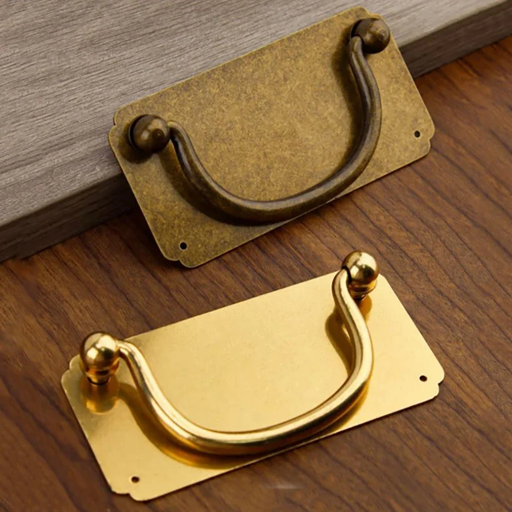 Double Hole Drawer Handle Copper Ring Chinese Style Pure Brass Handle Antique Furniture TV Cabinet Medicine Cabinet Handle Ring