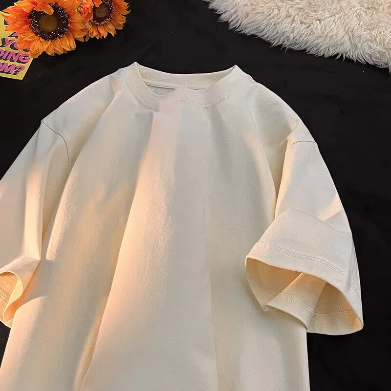 تي شيرت صيفي 100% من القطن الخالص للرجال والنساء رياضي غير رسمي فضفاض ناعم بأكمام قصيرة ورقبة دائرية مريح وقابل للتنفس #2