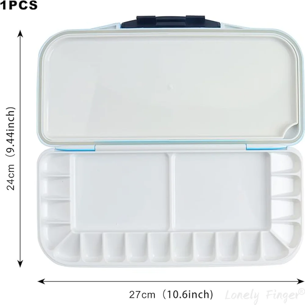 Airtight 18-Well Watercolor Palette with 2 Mixing Areas and Lid - Folding Paint Tray