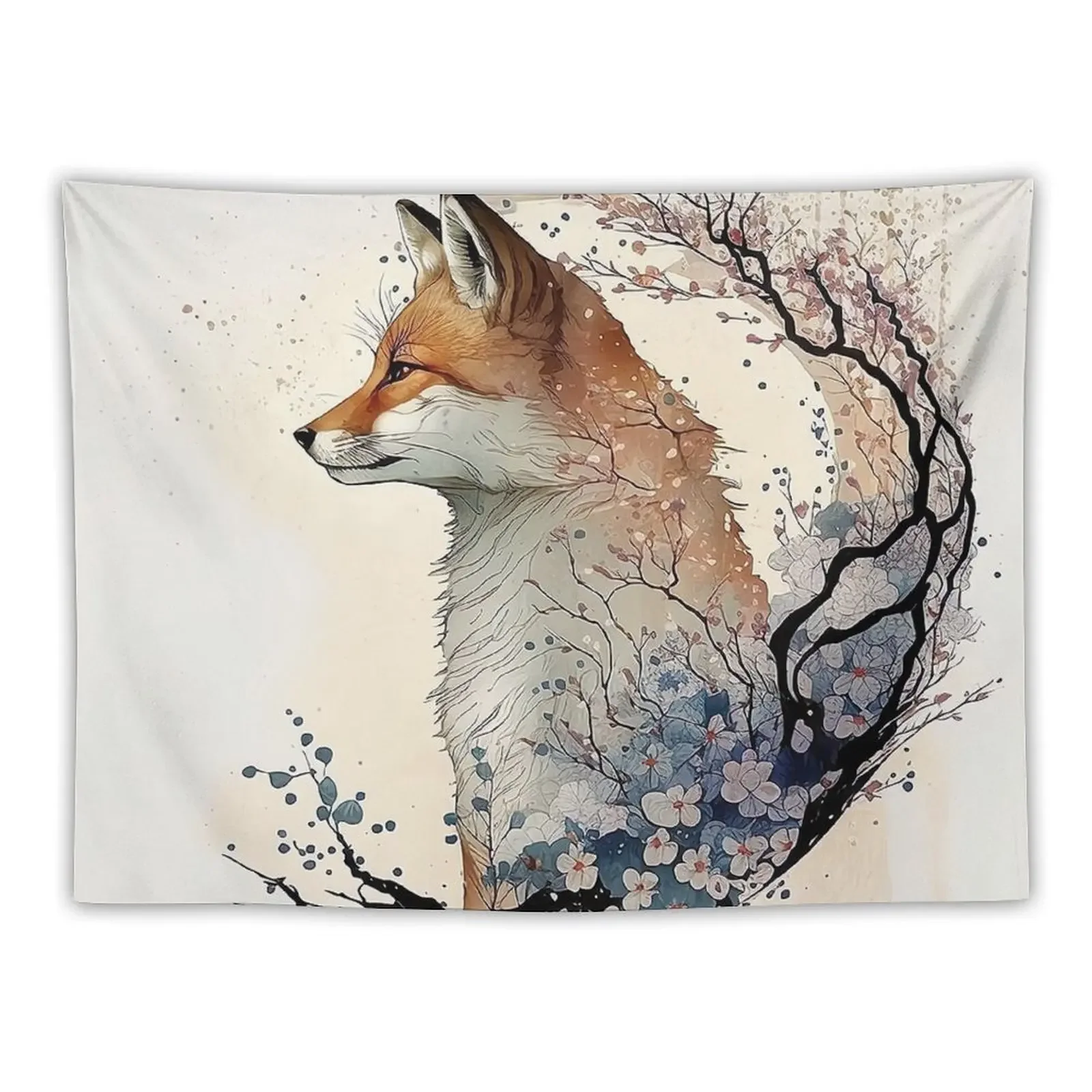 

Beautiful Fox Illustration Tapestry Luxury Living Room Decoration For Bedroom Carpet On The Wall Tapestry