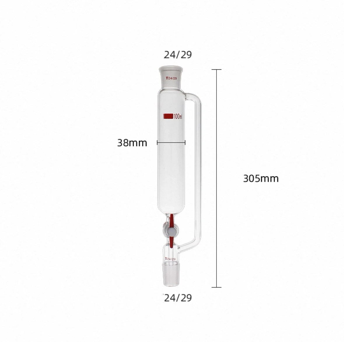 100ML 24/29,Lab High Quality PTFE Constant Pressure Standard Mouth  Funnel Cylindrical Drip Funnel