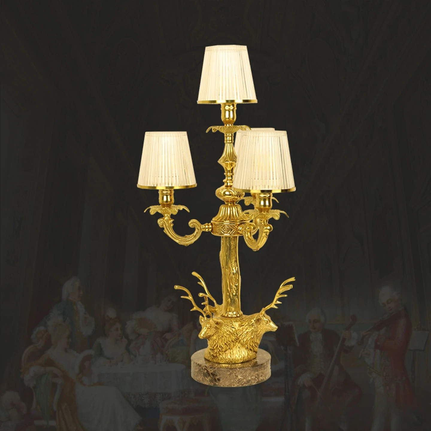 Palace villa living room bedroom bedside study decorative copper lamp