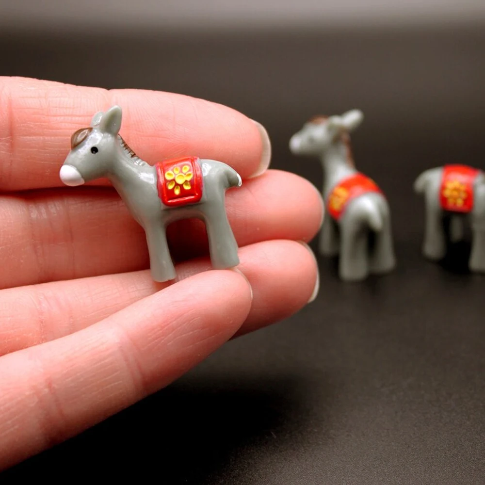 5Pcs Resin Mini Donkey Miniatures, Animal Figurines Fairy Garden Ornament, Micro Landscape DIY Craft Decoration - Detail 1
