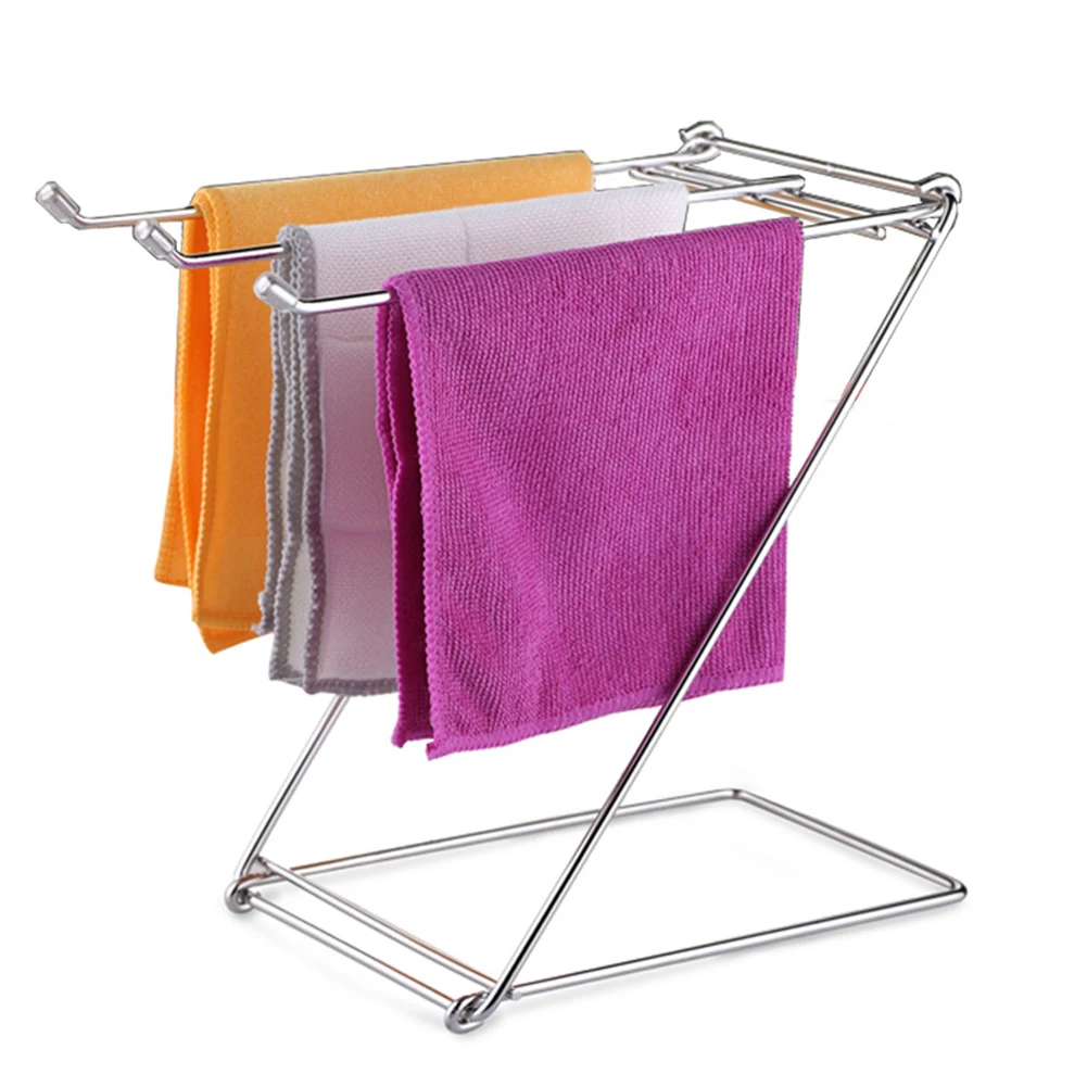 Foldable Table Stainless Steel Kitchen Space Saving Home Holder Rustproof Rags Daily Life Towel Rack StableStanding