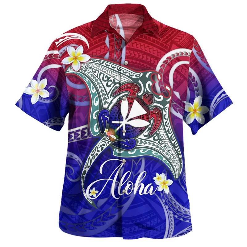 

Harajuku Summer 3D American Hawaii Flag Tribal Printing Shirts Hawaii Coat Of Arm Graphic Short Shirts Men Fashion Clothing Tops