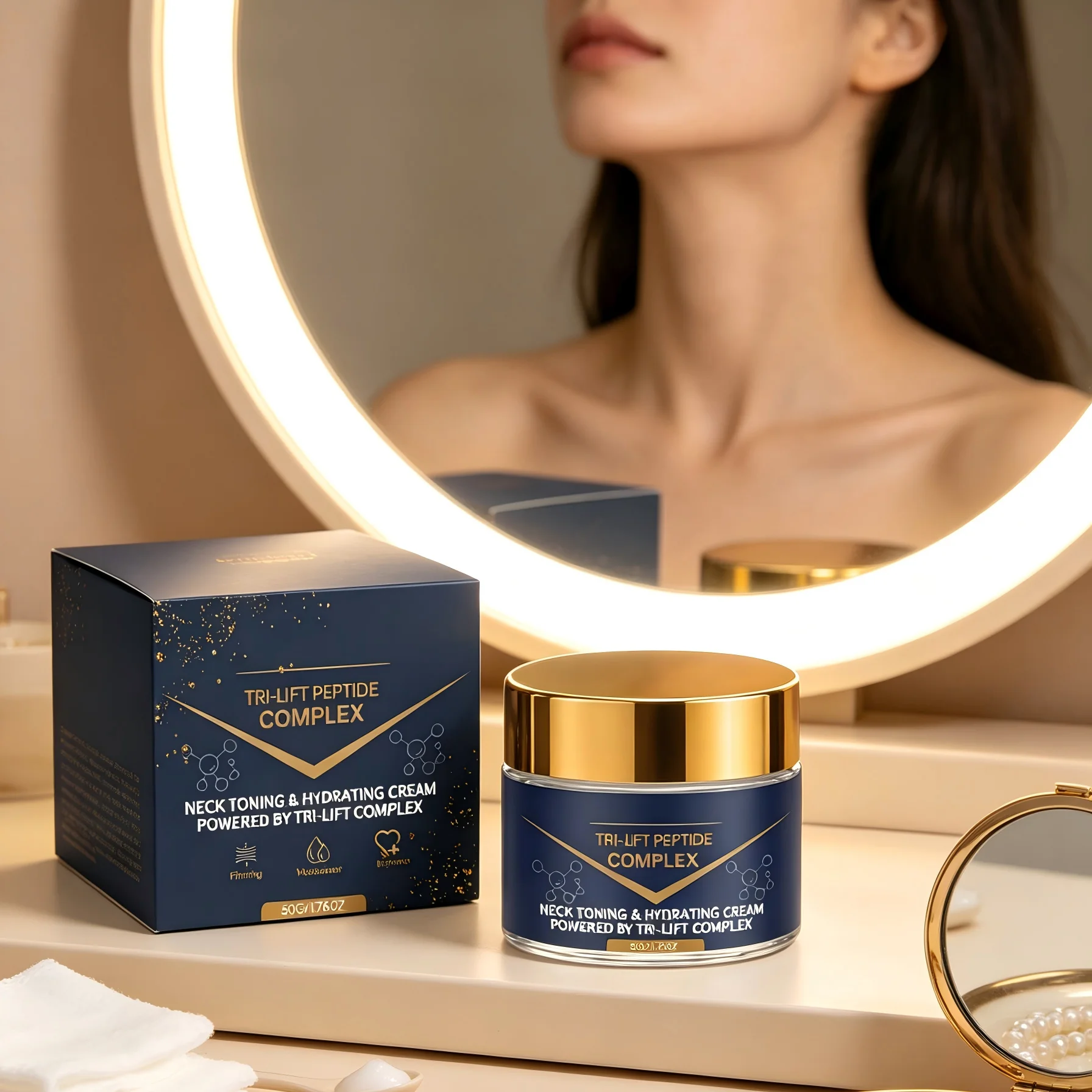 Peptide Complex Neck Cream Anti Wrinkle Tightening Jawline Contour Care Smooth Skin Lifting Firming Neck Cream Moisturizer 50g