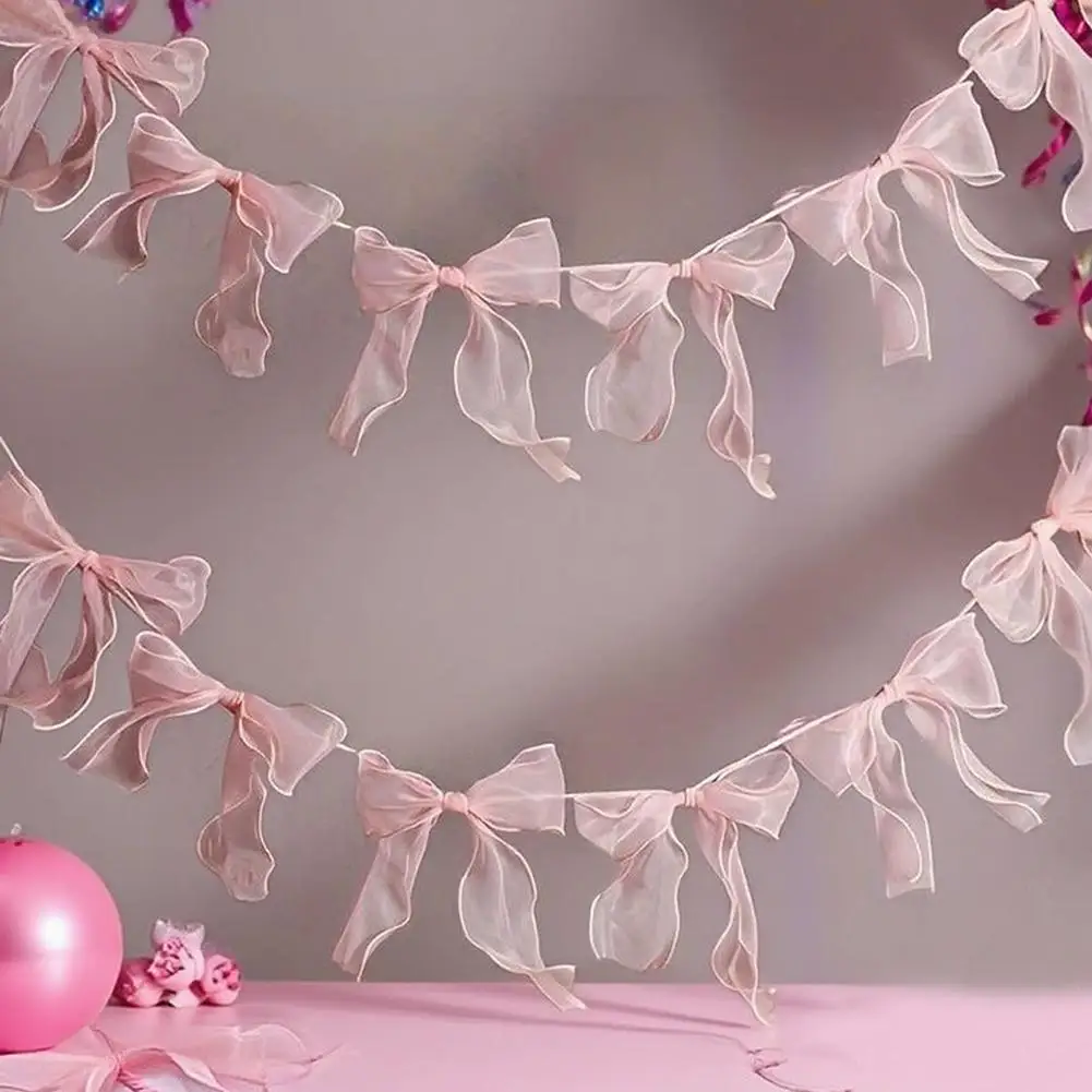 12 Stück elegante rosa Schleifengirlande für Kindergeburtstage, Hochzeiten, Brautpartys, Babypartys, Wanddekoration, hängende Ornamente ﻿ – Detail 6