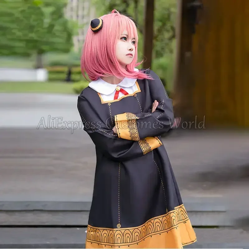 

Anime Anya Forger Cosplay SPY X FAMILY Anya Forger Cosplay Costume Dress Uniform Pink Wigs Horn Halloween Clothes for Kids Adult