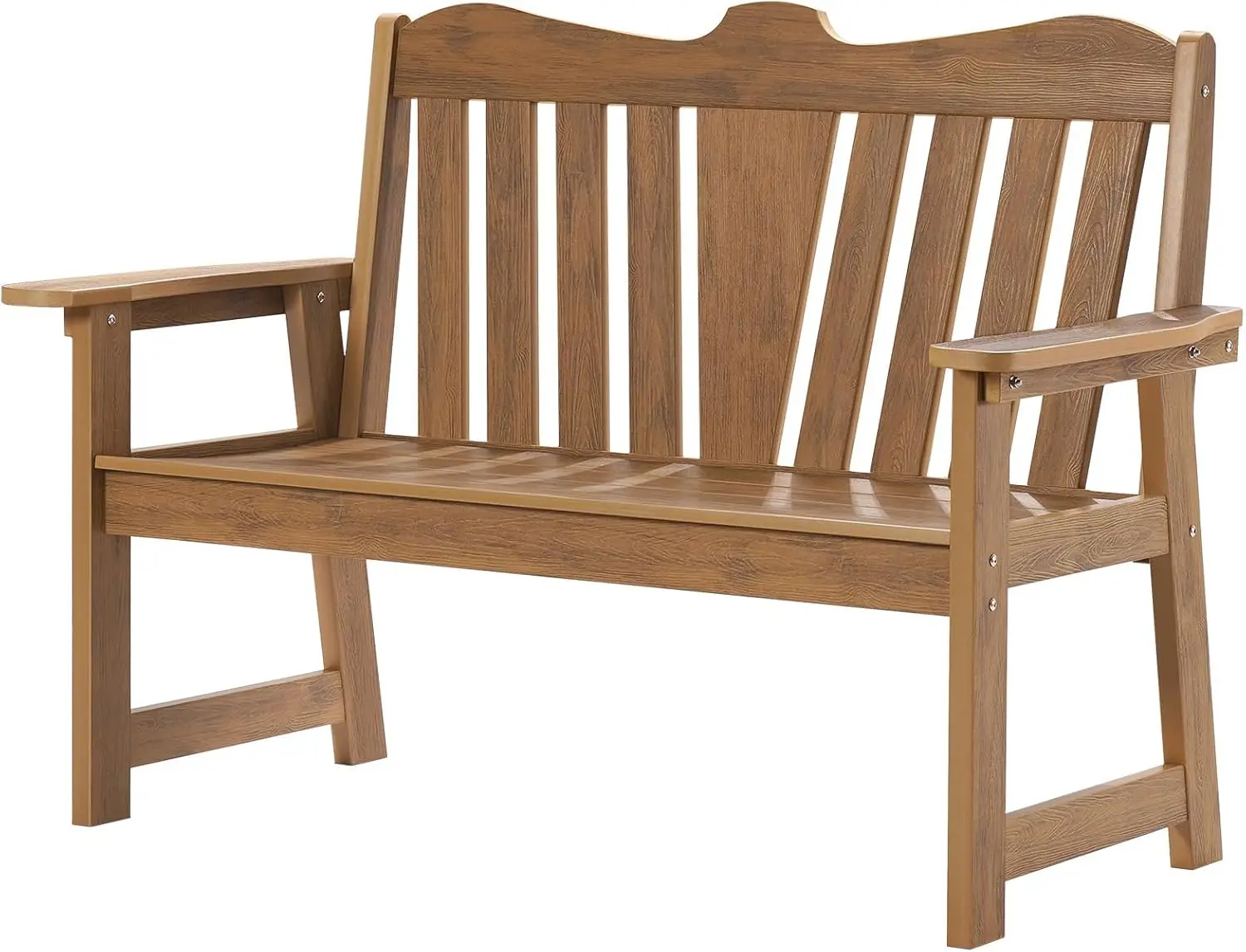 Outdoor Bench, Weatherproof Garden Bench with Wide Armrests and Backrest, All-Weather Patio Bench Will not Rot