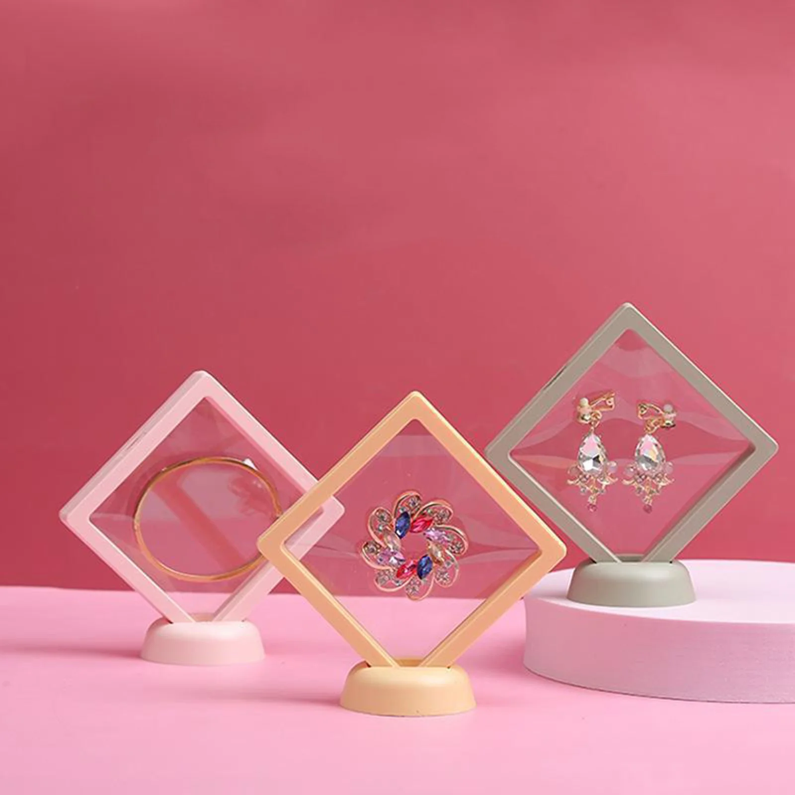 

5 PCs Jewelry Storage Box Earring Display Storage Box Antioxidant Pe Film Suspension Box Hand String Bracelet Square Elastic Box