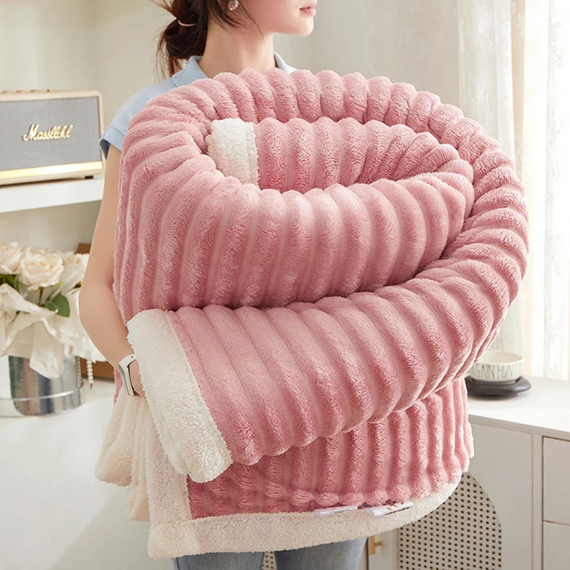 WASART Artificial Rabbit Plush Blanket Fluffy Coral Fleece Sofa Throw Thick Thermal Bed Sheet Warm Soft Autumn Winter Bed Cover