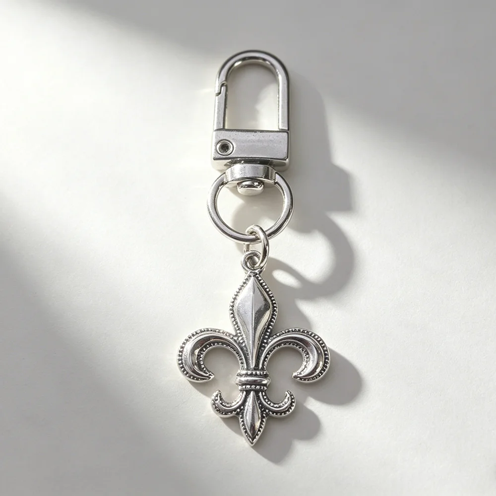 Fleur De Lis Schlüsselanhänger, Punk, Vintage, Gothic, Grunge, Schlüsselring für Damen und Herren, für den täglichen Gebrauch, als Anhänger für Taschen oder Autos, 1 Stück, 10 Stück, Halloween-Geschenk. – Detail 1