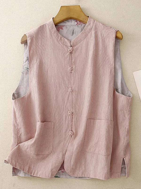 

Двусторонняя одежда из хлопка и льна с принтом в стиле ретро, тонкая верхняя одежда, женская одежда большого размера с двойной пуговицей и воротником-стойкой...