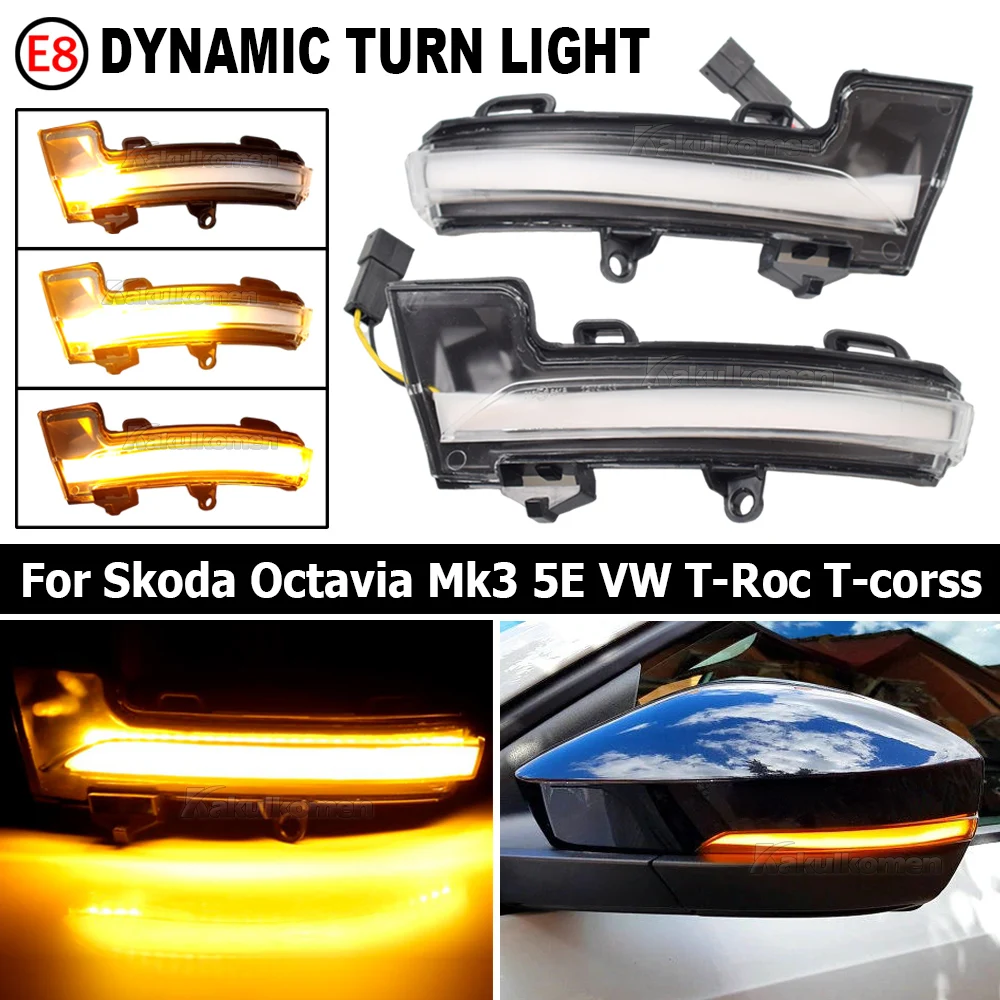 

Dynamic LED Turn Signal Blinker for Skoda Octavia 3 Mk3 III A7 5E for VW T-roc Troc T-cross 2014 2015 2017 2018 2019 2020 Light