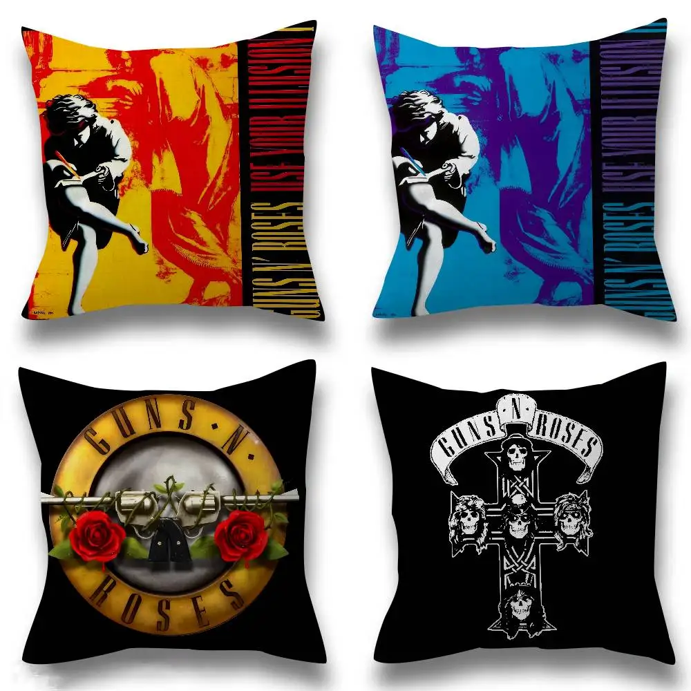 Rock Music Band G-Guns N Roses  Decorative Room Aesthetics Pillow Case Home Decor Bedroom Sofa Bed Couch Pillow Cover 45x45