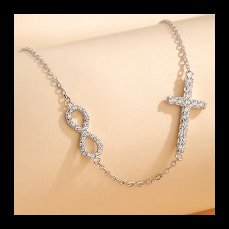 INS جديد الصليب والإنفينيتي رمز قلادة ضوء فاخر قسط S925 الفضة تصميم الرياح سلسلة الترقوة #1
