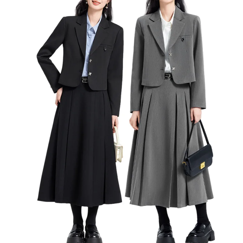 3pcs/set Spring Autumn Women OL Laday Office Uniform Blazer Shirt Skirt Outfits Suits Set