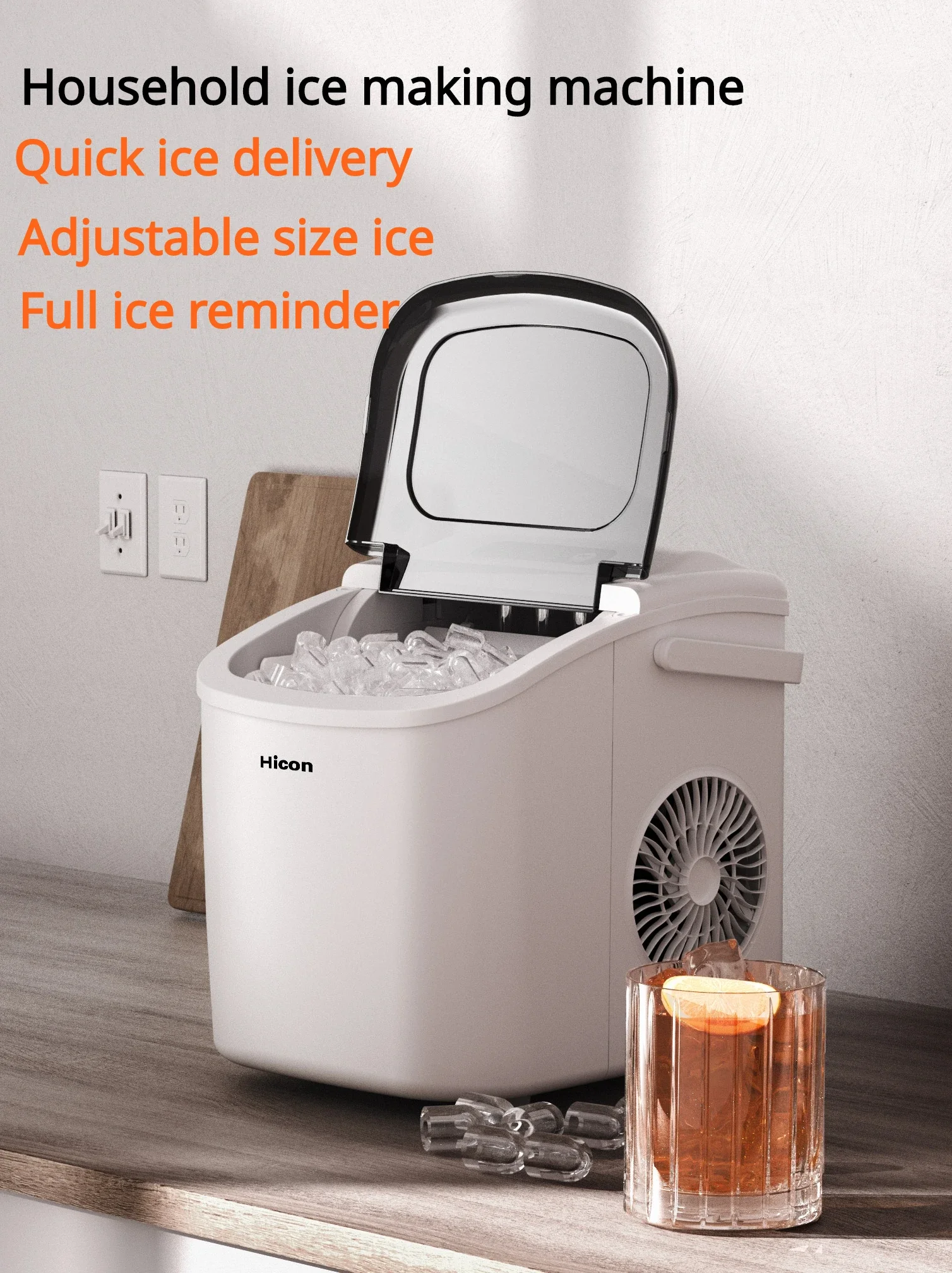 Wellcome Ice Maker Outdoor 15KG Household Small Dormitory Student Intelligent Mini Fully Automatic Low Power Ice Maker