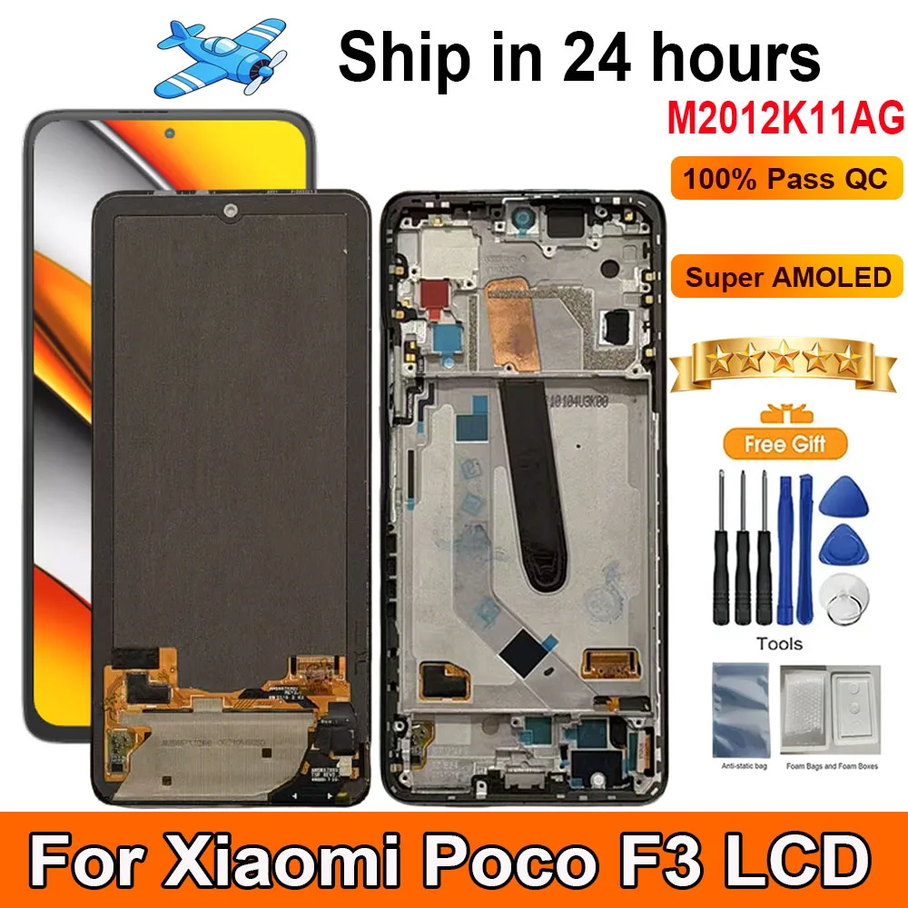 6.67”Origina 120Hz For Xiaomi Poco F3 LCD Display Screen Touch Panel Digitizer Replacement Parts Screen With Frame M2012K11AG