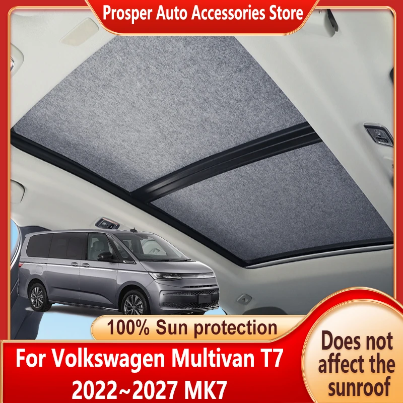 

Panoramic Sunroof Insulation Roof Visor For Volkswagen Multivan T7 2022~2027 Protection Adsorption Sky Curtain Sunshade Anti-UV