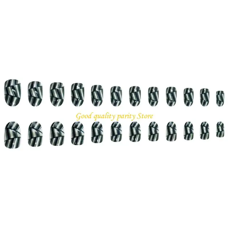 M4YA Split Stripes Oval Fake 24 Größen Strasssteine ​​verziert Abstract Design Einfaches Anwendungsset