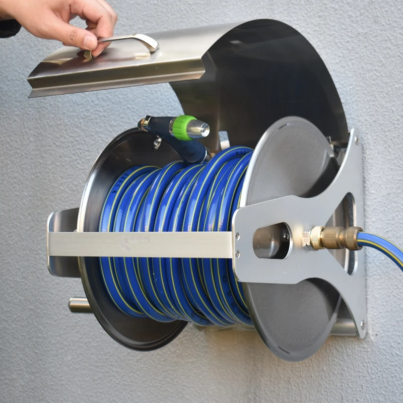 Home gardening watering nozzle car wash high-pressure water gun hose storage hose car rack stainless steel hose organizer