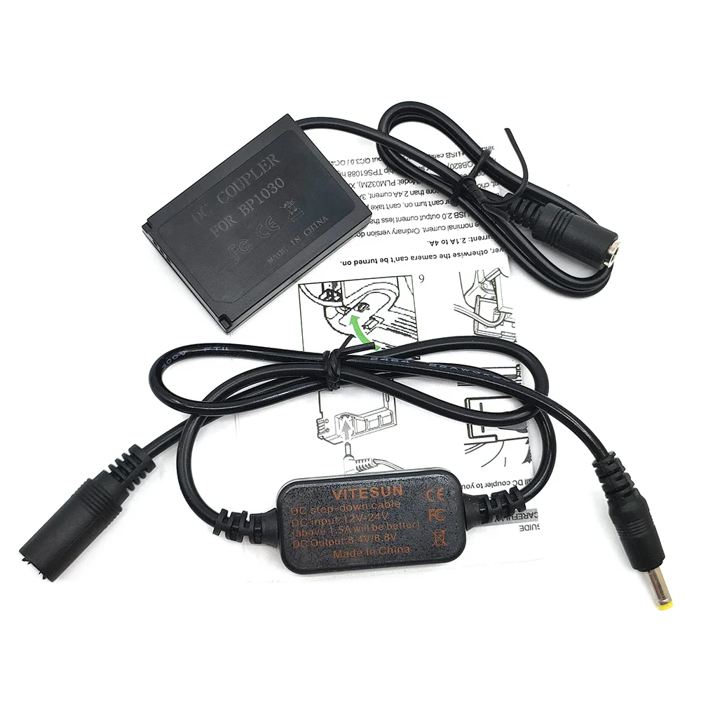 12V-24V Step-Down Power Cable+BP1030 Dummy Battery DC Coupler For Samsung NX200 NX210 NX1000 NX300 NX2000 BP1130 Digital Camera